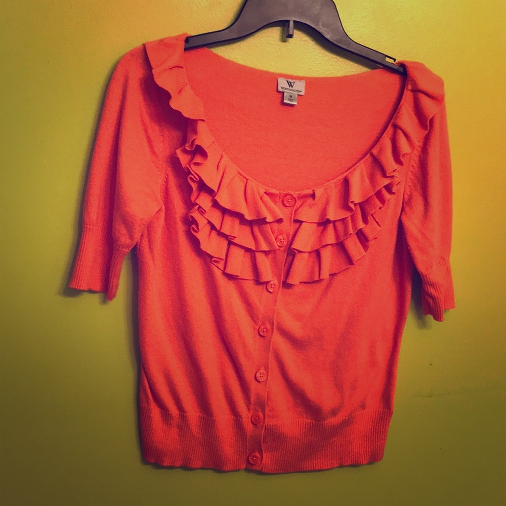 Worthington ruffle scoop neck cardigan